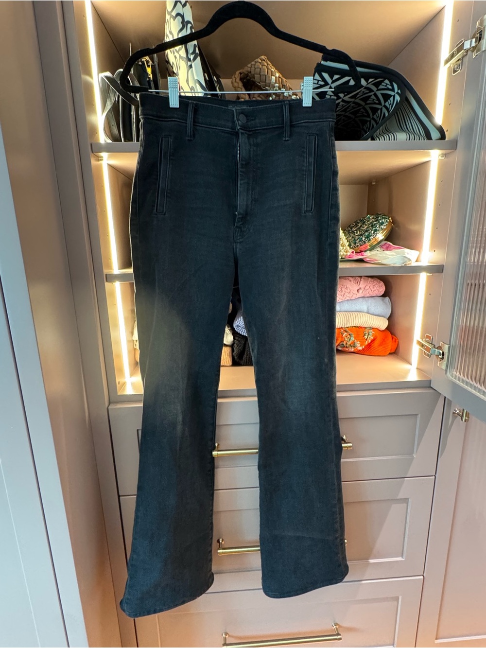 MOTHER Women's High-Rise Black Flare Jeans